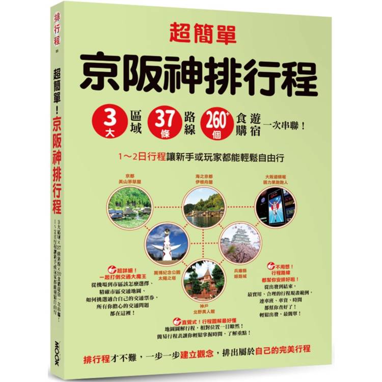 超簡單！京阪神排行程：3大區域x37條路線x260＋食購遊宿一次串聯！1~2日行程讓新手或玩家都能輕鬆自由行【金石堂、博客來熱銷】