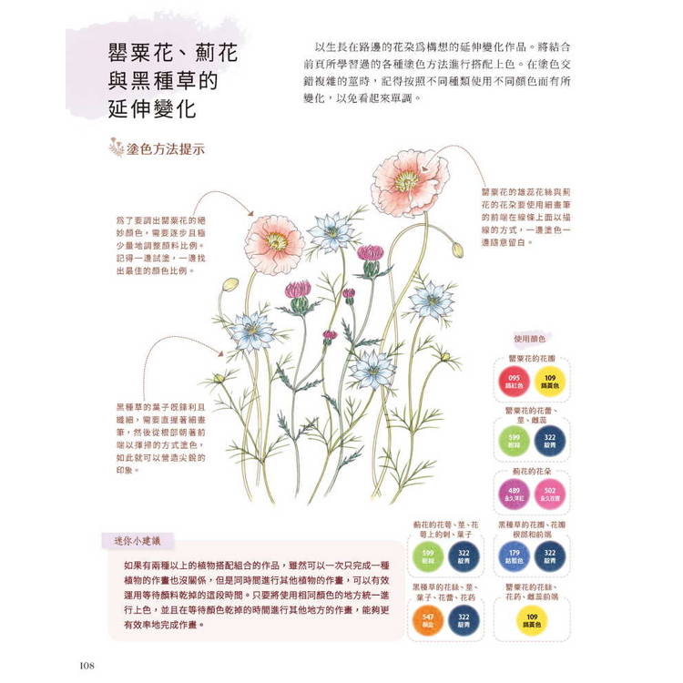 從著色繪本學習花朵水彩插畫:從簡單的一朵花到複雜的花束與花環 從著色繪本學習花朵水彩插畫:從簡單的一朵花到複雜的花束與花環