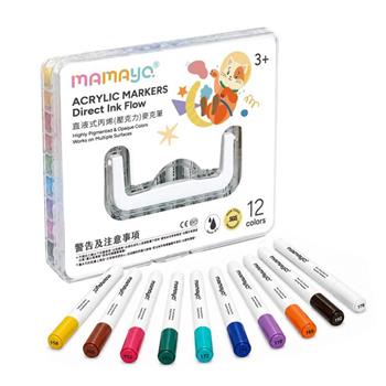 【mamayo】12色直液式丙烯麥克筆