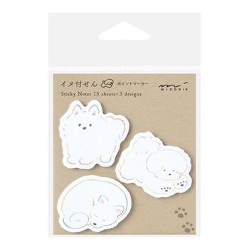 MIDORI 療癒便利貼重點-白色小狗