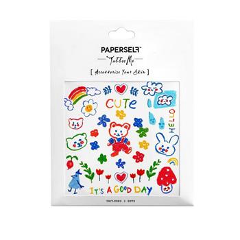 Paperself刺青貼紙-熊＆兔 好朋友 Kidult