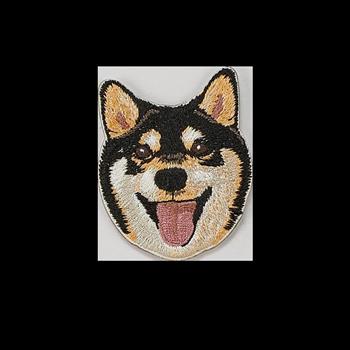 刺繡貼紙卡片- 黑柴犬