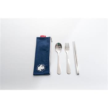 禾風漾藍餐具三件袋組-北極熊【金石堂、博客來熱銷】