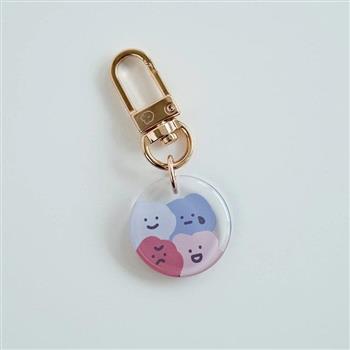 方坊 金屬壓克力掛飾 25mm-大頭喜怒哀樂(導角款)