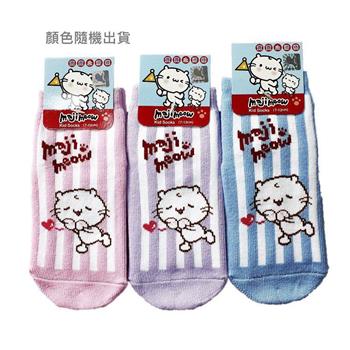 四季直條紋愛心麻吉貓止滑嬰兒襪7-12cm