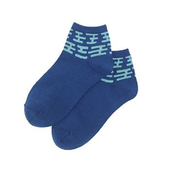 四季和柄霞棉襪藍22-26cm