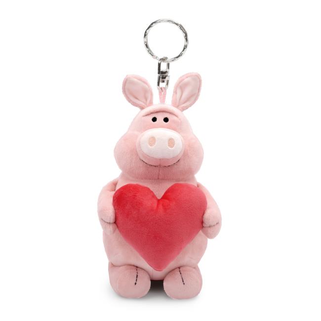 NICI 20cm愛心粉紅豬坐姿玩偶鑰匙圈