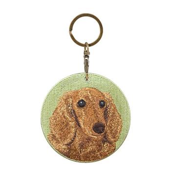 Emjour雙面刺繡吊飾-棕毛臘腸