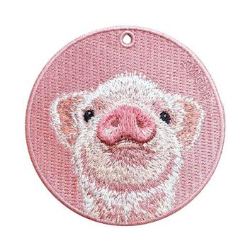 雙面刺繡吊飾 - 小豬