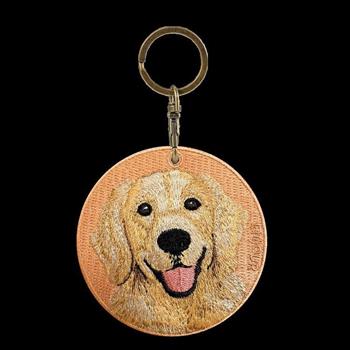 Emjour 雙面刺繡吊飾-黃金獵犬/橘