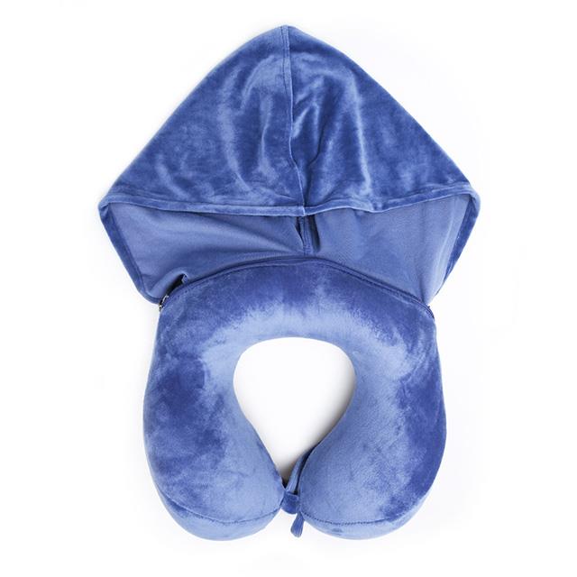 【Travel blue 藍旅】符合人體工程學連帽頸枕 TB216