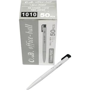 OB#1010自動原子筆1.0盒裝50支-黑【金石堂、博客來熱銷】