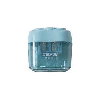 簡單生活-可蓋式雙孔削筆器(藍)