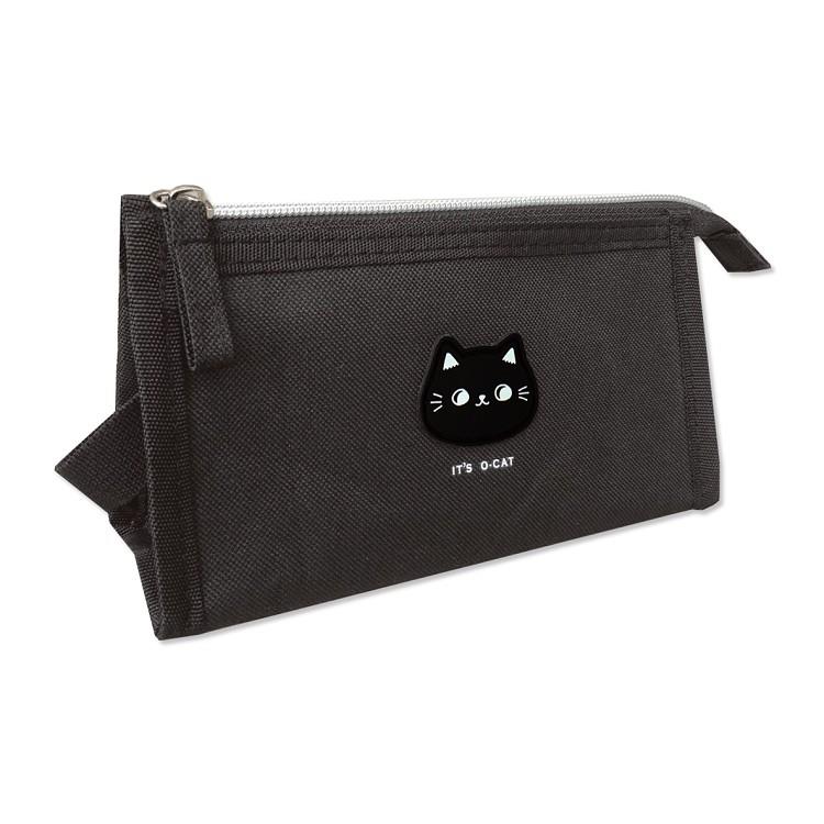 O－Cat 可愛貓頭三角筆袋－黑