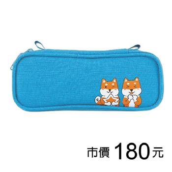 單層上翻筆袋-淺藍/柴星星