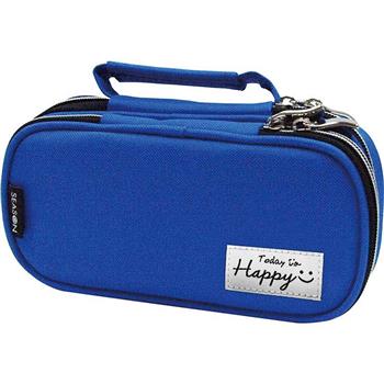雙層上翻筆袋-快樂藍