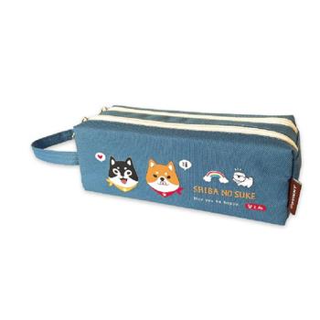 柴之助雙拉鍊大筆袋(藍)