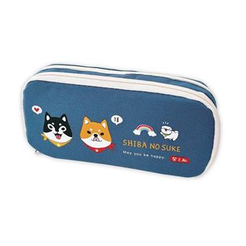 柴之助雙層夾心筆袋(藍)