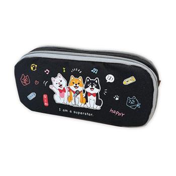 柴之助雙層夾心筆袋(黑)