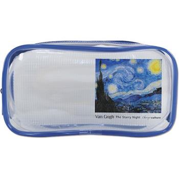(特價)透明網格收納筆袋-梵谷/星夜