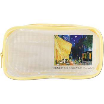 (特價)透明網格收納筆袋-梵谷/咖啡座
