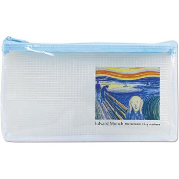 (特價)透明網格扁形筆袋-孟克/吶喊