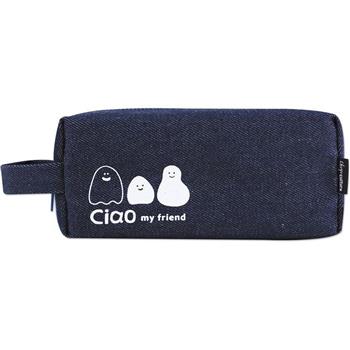 (特價)牛仔手提中筆袋-藍