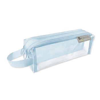 (特價) BeMyself透明雙拉鏈方筆袋 藍