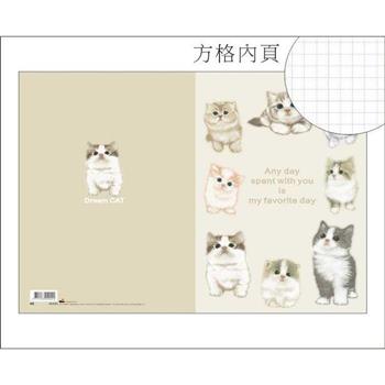 夢幻貓25K加厚方格筆記(淺米)