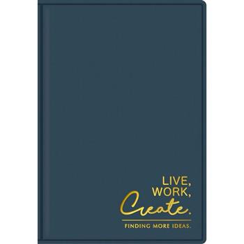 皮革50K方格厚筆記-藍創