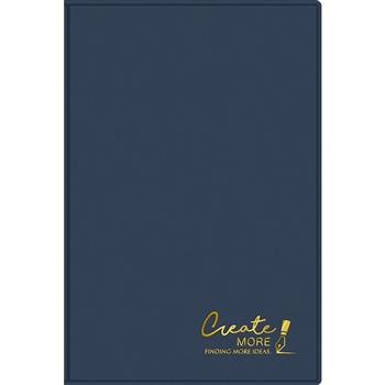 皮革25K方格厚筆記-藍筆