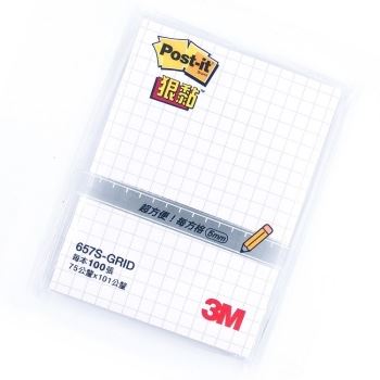 3M 3"X4"方格狠黏便條紙-白657S-GRID【金石堂、博客來熱銷】