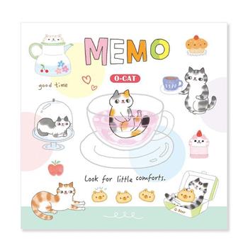 貓咪 10*10 MEMO 泡茶貓
