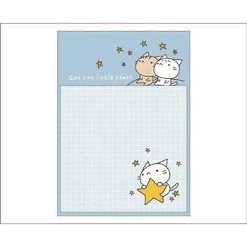 星星貓方型便利貼(淺藍)