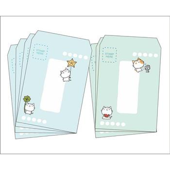 星星貓短中式信封(淡藍淡綠)