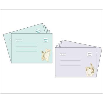 夢幻貓西式信封(粉藍淡紫)