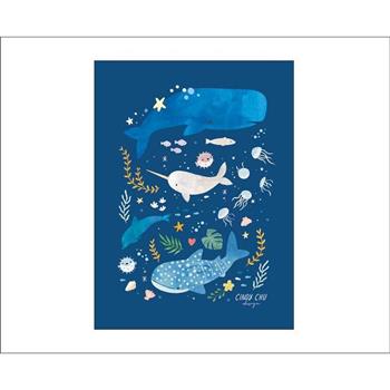 辛蒂啾四色信紙(鯨魚)