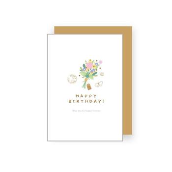 花現好事50K燙金祝福卡-生日花束