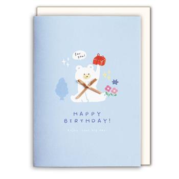 25K蝴蝶結彩印祝福卡(白熊)