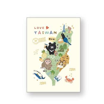 趣台灣燙金明信片(台灣地圖)