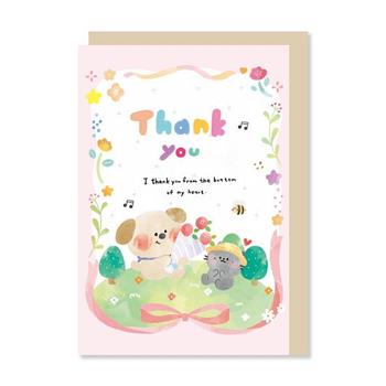 淡彩渲染 16K祝福卡 Thank you