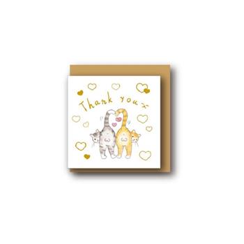 燙金方形迷你小卡(貓咪愛心)
