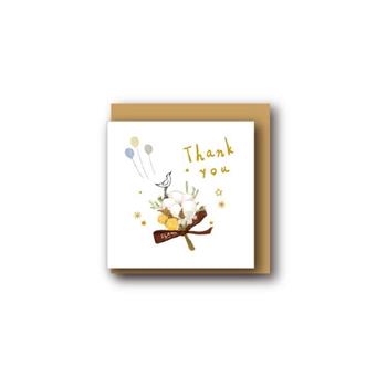 燙金方形迷你小卡(棉花鳥)