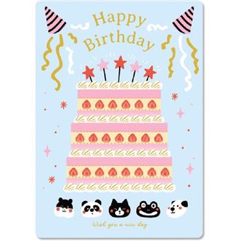 燙金生日中小卡-派對動物