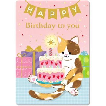 燙金生日中小卡-花貓星願