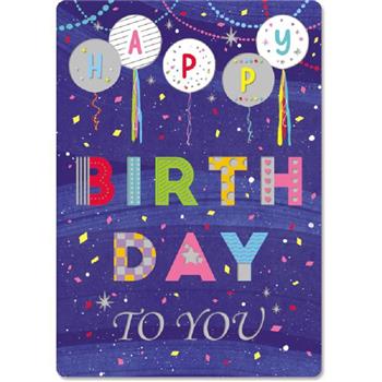 燙金生日中小卡-湛藍派對