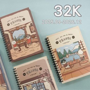 (特價)貓行李-2026 32K跨年精裝雙線圈手帳(日式街道)