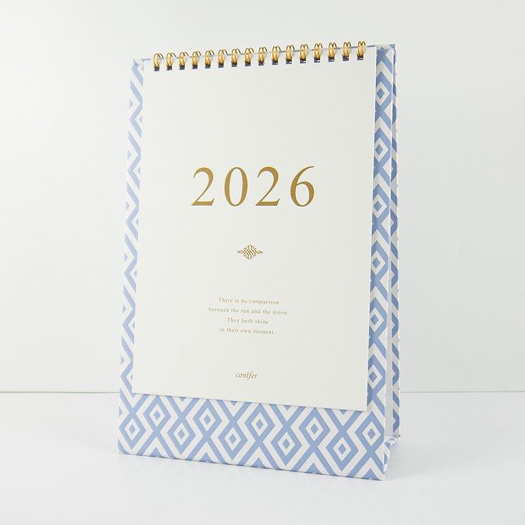 2026年25K時間絮語直式桌曆-霧藍菱格 2026年25K時間絮語直式桌曆-霧藍菱格