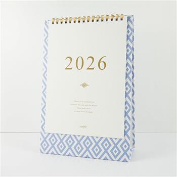2026年25K時間絮語直式桌曆-霧藍菱格