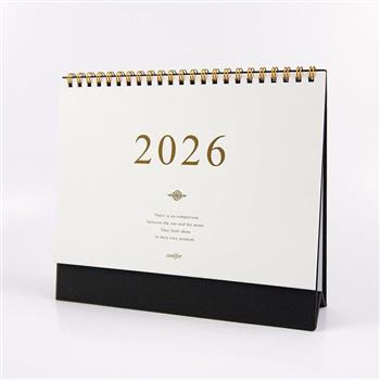 2026年25K簡約典雅橫式桌曆-雅黑金